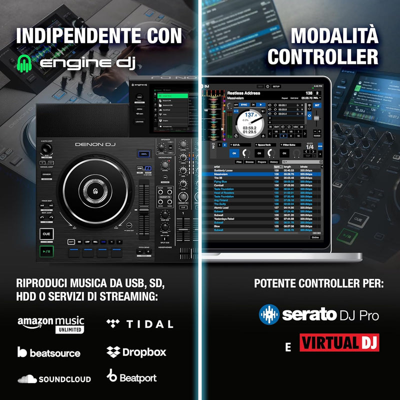 Denon Dj SC LIVE 2 Controller Dj 2Deck Disp.7" Monitor Integr. Router WI-FI Int.