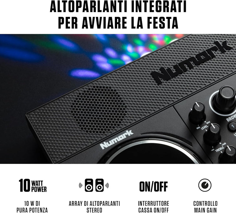 Numark PARTY MIX LIVE Controller Dj 2Deck scheda audio integrata spettacolo luci
