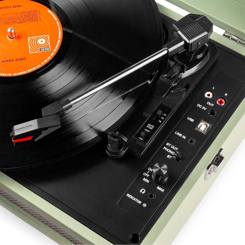 Fenton RP118C (102.052) Giradischi con Altoparlanti da 10W RMS e bluetooth Verde