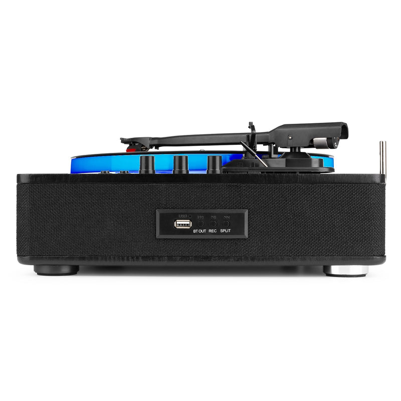 Fenton RP162LED (102.123) Giradischi con bluetooth legno-tessuto LED RGBW, Nero