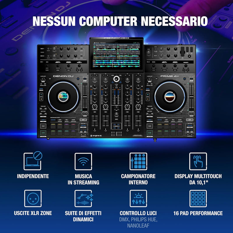 Denon Dj PRIME 4+ Controller Dj 4Deck Disp.10" stem separation streaming wi-fi