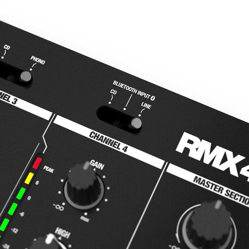 Reloop RMX44BT Mixer per Dj a 4 Canali con Bluetooth funzione cue, Nero