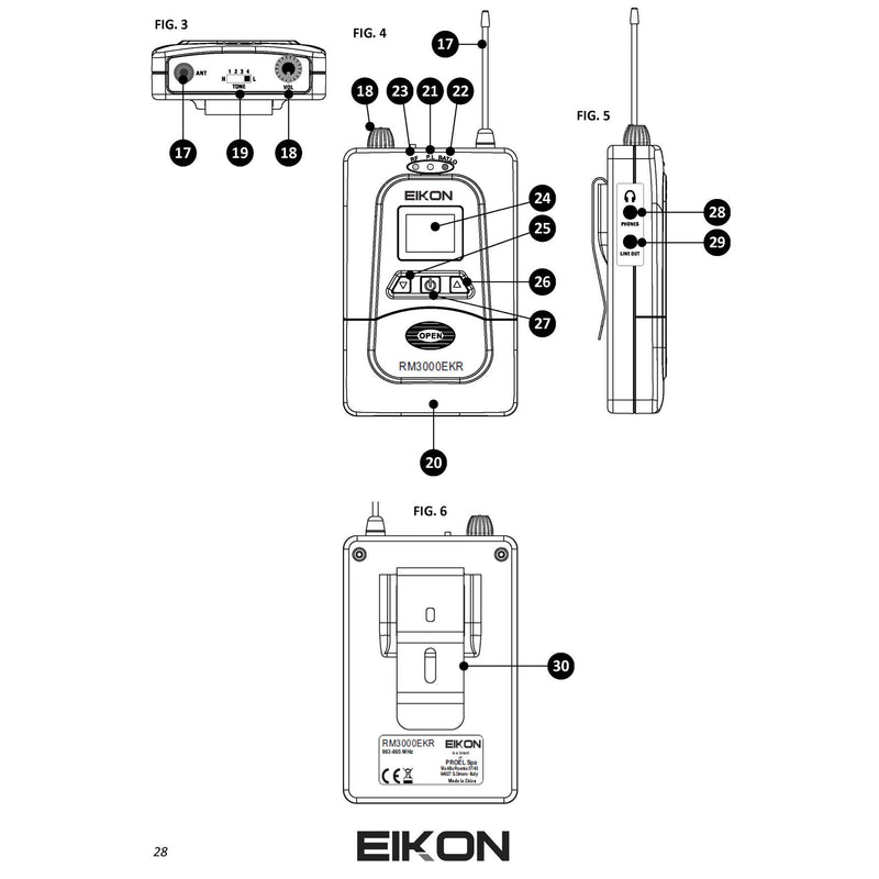 Proel EIKON RM3000EK Sistema In-ear Monitor stereo professionale x cantanti Nero