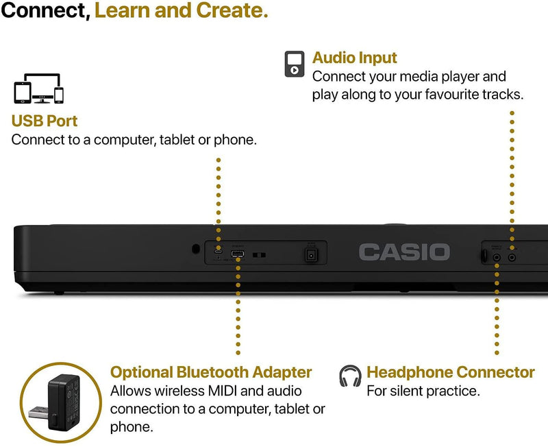 Casio CT-S400 Tastiera Digitale 61 Tasti dinamici con Bass Reflex, Nero