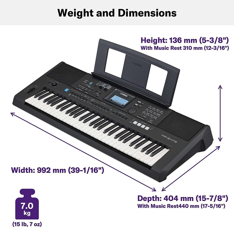 Yamaha PSR-E473 Tastiera digitale arranger 61 Tasti USB to HOST per MIDI e audio