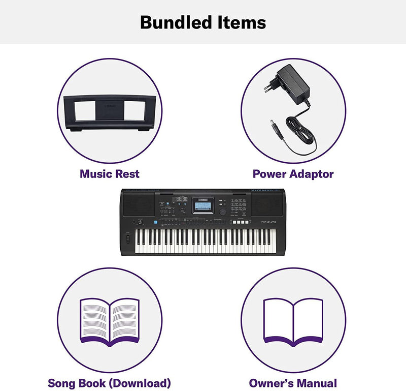 Yamaha PSR-E473 Tastiera digitale arranger 61 Tasti USB to HOST per MIDI e audio