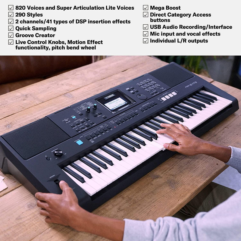 Yamaha PSR-E473 Tastiera digitale arranger 61 Tasti USB to HOST per MIDI e audio
