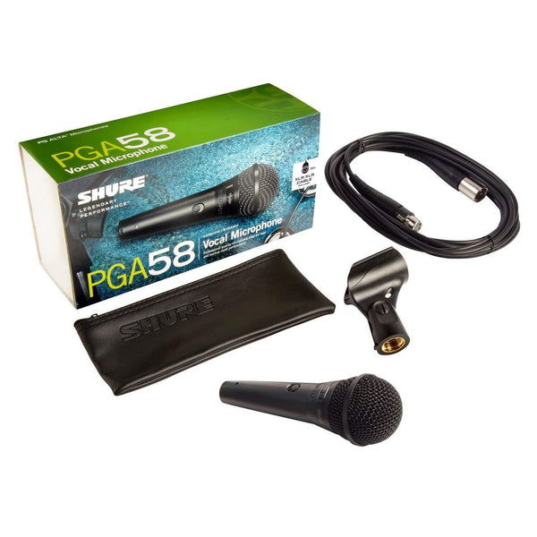 Shure PGA58 XLR-E Microfono Dinamico Voce + Cavo XLR + Astuccio + Reggimicrofono