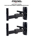 Proel KP570 Coppia di Supporti staffe per casse monitor a parete e muro, Nero