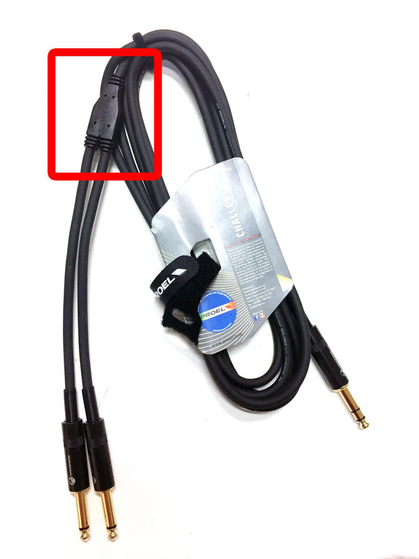 Proel CHLP210LU15 Cavo a Y jack Stereo 6.3 mm a 2 x jack Mono 6.3 mm 1,5mt.