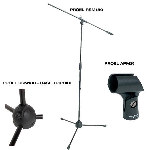 Proel RSM180 Asta per Microfono a giraffa con supporto microfonico Proel APM20