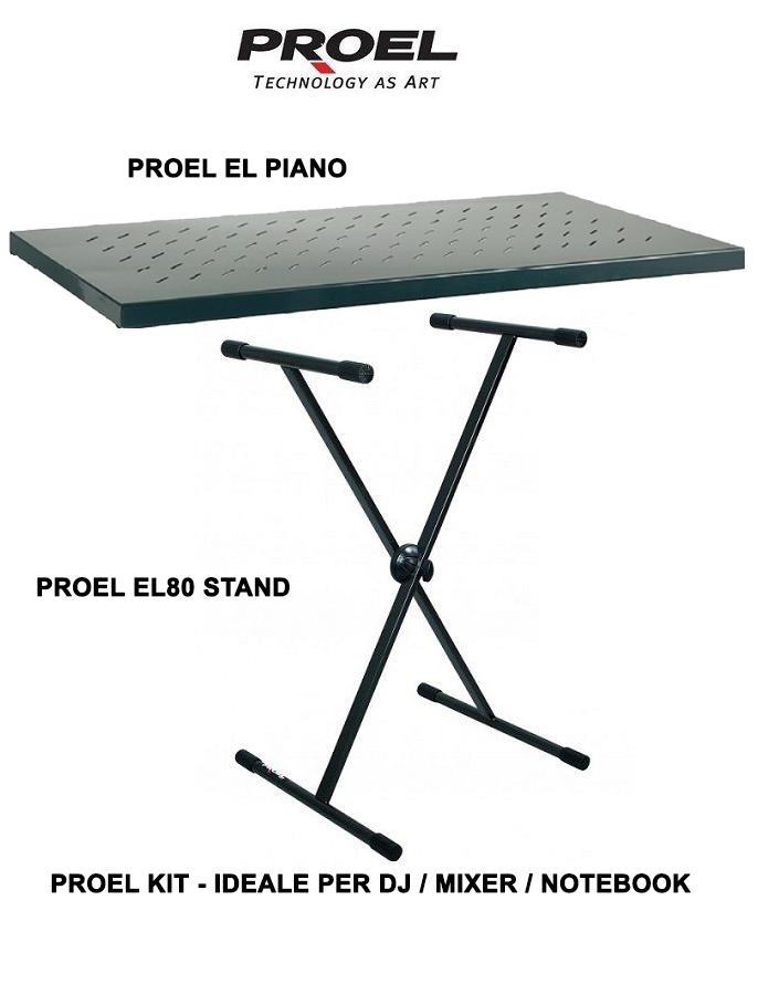 Proel Kit EL80 Stand regolabile per Dj, Mixer e Notebook + EL Piano Mensola