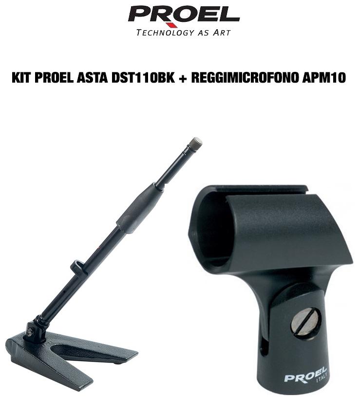 Proel DST110BK Asta da tavolo per Microfono + Supporto APM10 Reggimicrofono