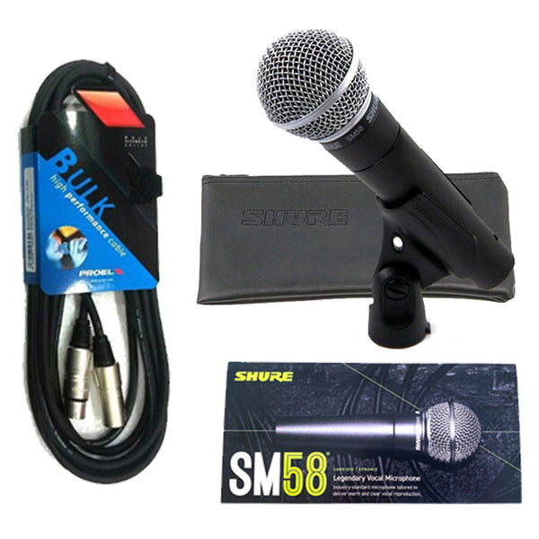 Kit Shure SM58 Microfono Professionale Cardioide per Voce e BULK250LU3 3mt.