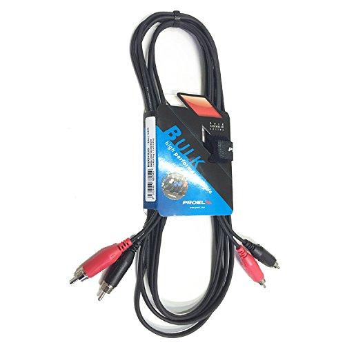 Proel BULK545LU3 Cavo audio STEREO 2 x spina RCA a 2 x spina RCA, 3mt, Nero