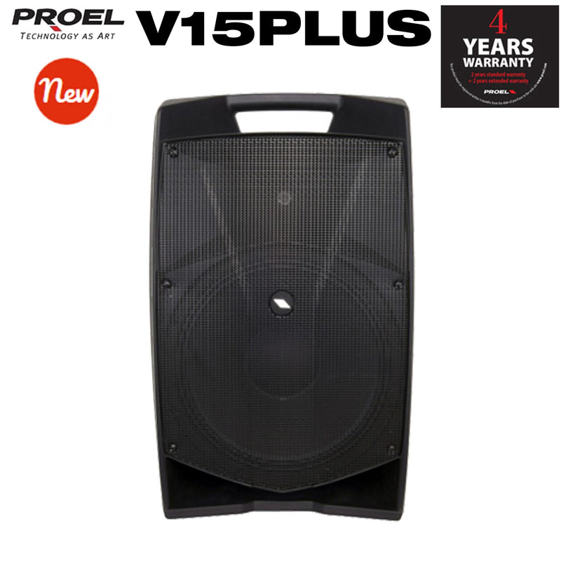 Proel V15PLUS Cassa Monitor Diffusore bi-amplificato a 2 vie 600W Picco, Nero