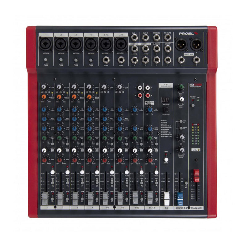 Proel MQ12USB Mixer pro 12 ingressi e 4 bus con FX e USB x live e Karaoke
