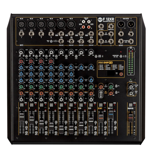 RCF F 12XR Mixer Professionale 12 Canali USB Multi FX e Registrazione, Nero