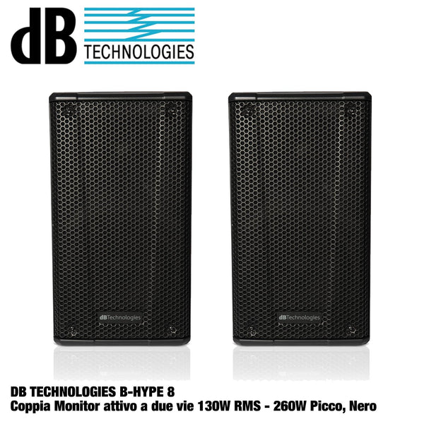 DB Technologies B-Hype 8 Coppia Cassa attiva due vie 130W RMS-260W Picco, Nero