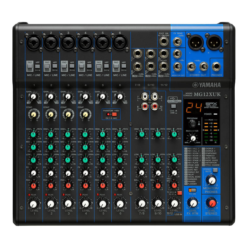 Yamaha MG12XUK Mixer professionale 12 canali USB 6 Mic con alimentazione phantom