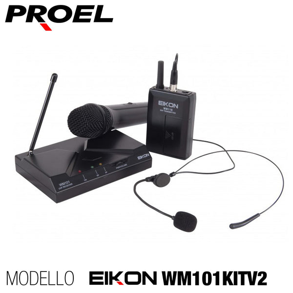 Proel EIKON WM101KITV2 Radio Microfono wireless ad Archetto + Palmare, Nero