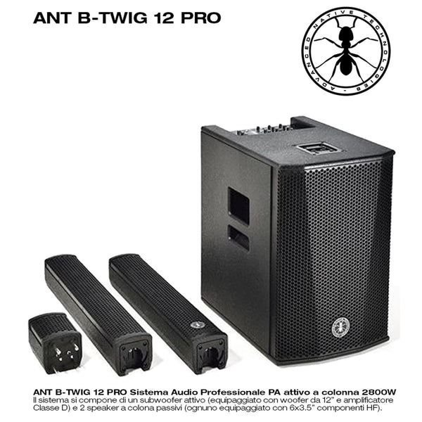 ANT B-TWIG 12 PRO Sistema Audio Professionale attivo a colonna 2800W Bluetooth