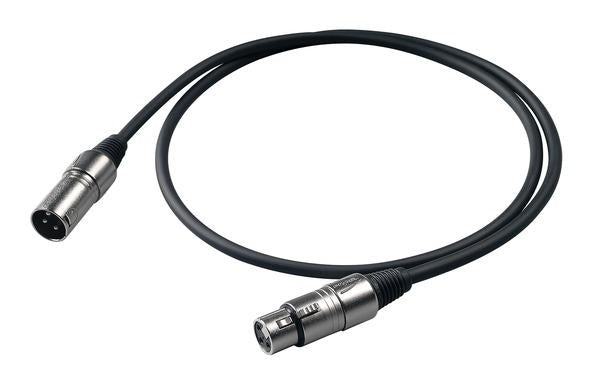 Proel BULK250LU05 Cavo Cannon XLR 3P M a Cannon XLR 3P F 0,5mt, Nero