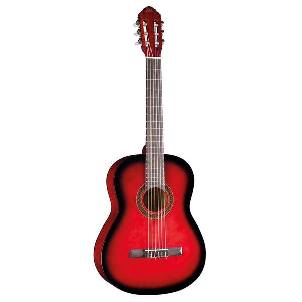 Eko CS-10 Red Burst Chitarra Classica Serie Studio con custodia, finitura Rosso