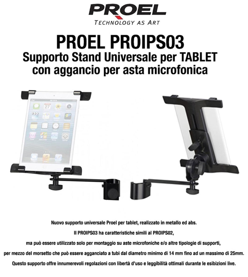 Proel PROIPS03 Supporto Stand Universale per TABLET aggancio asta microfonica