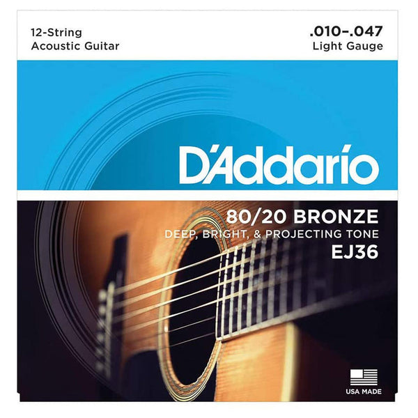 D'Addario EJ36 80/20 Bronze Regular Light 12 Corde 10-47 x Chitarra Acustica