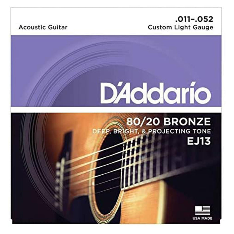 D'Addario EJ13 80/20 Custom Light 11-52 Corde in Bronzo x Chitarra Acustica