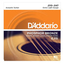 D'Addario EJ15 Extra Light Gauce Corde x Chitarra Acustica 10-47 Phosphor Bronze - GlobalNet Shop