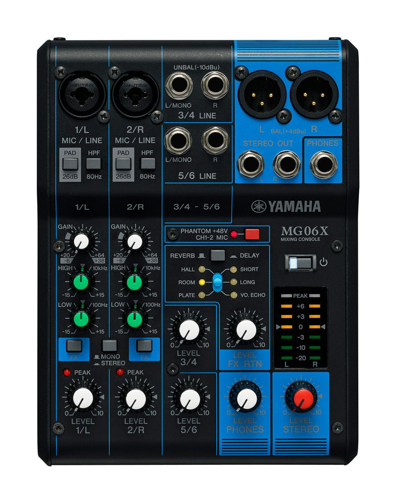 Yamaha MG06X Mixer professionale 6 canali 2 Mic con effetti per live e karaoke