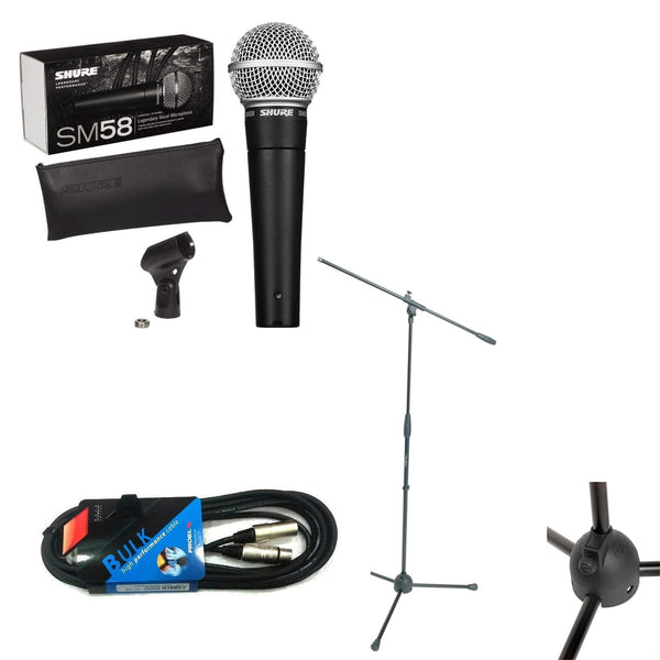 Shure SM58-LCE Microfono Professionale Cardioide + Cavo BULK250LU3 + RSM180 Asta