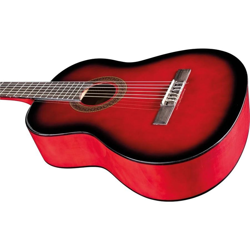 Eko CS-10 Red Burst Chitarra Classica Serie Studio con custodia, finitura Rosso