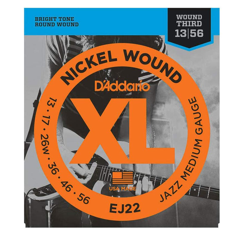 D'Addario EJ22 Jazz Medium Gauce Corde x Chitarra Elettrica in Nickel 13-56