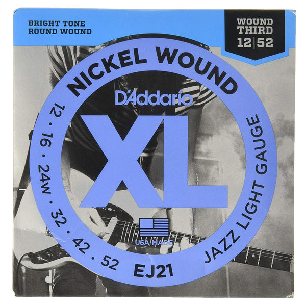 D'Addario EJ21 Jazz Light Gauce Corde x Chitarra Elettrica in Nickel 12-52