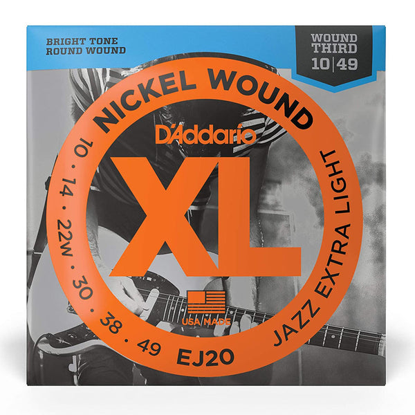 D'Addario EJ20 Jazz Extra Light Gauce Corde x Chitarra Elettrica in Nickel 10-49