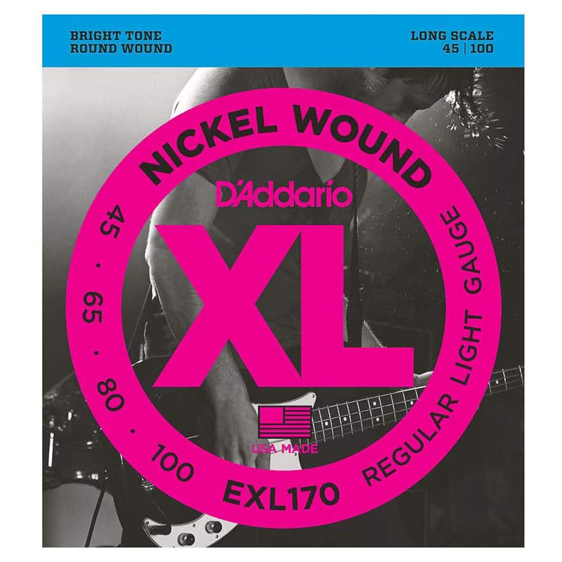 D'Addario EXL170 Regular Light 45-100 Corde per Basso rivestite Nickel