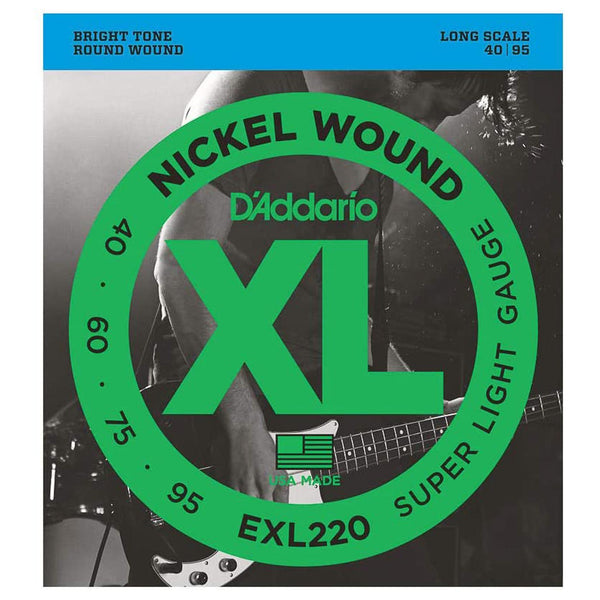 D'Addario EXL220 Super Light 40-95 Corde per Basso rivestite Nickel