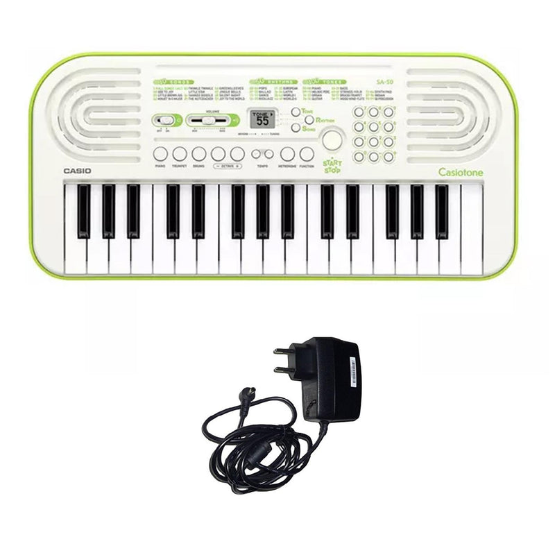 Casio SA-50 Mini Tastiera polifonica 32 tasti Bianco Verde Lime + Alimentatore
