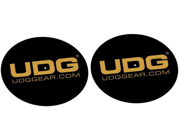 UDG U9935 Slipmat Set Black / Golden Feltri per giradischi, Nero con Logo in Oro