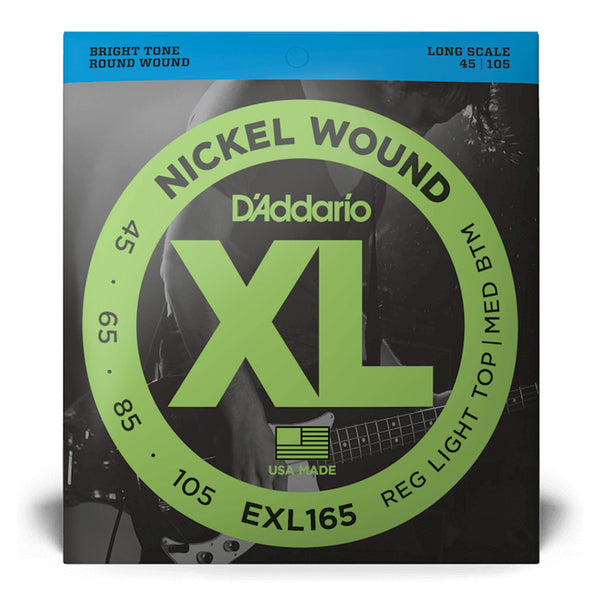 D'Addario EXL165 Medium 45-105 Reg Light Top Med BTM Corde per Basso Elettrico