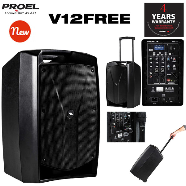 Proel V12FREE Sistema audio completo Trolley a batteria Cassa Attiva 400w