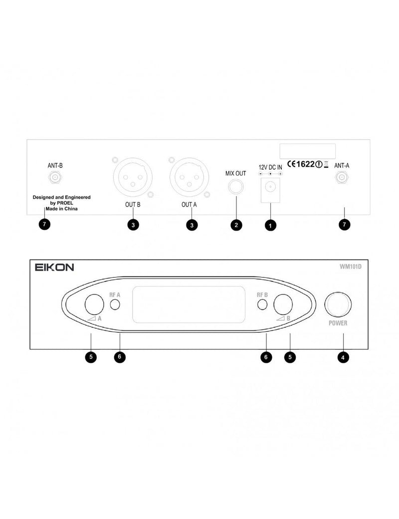 Proel EIKON WM101DMV2 Radiomicrofono UHF 2 Mic Palmari due uscite indipendenti